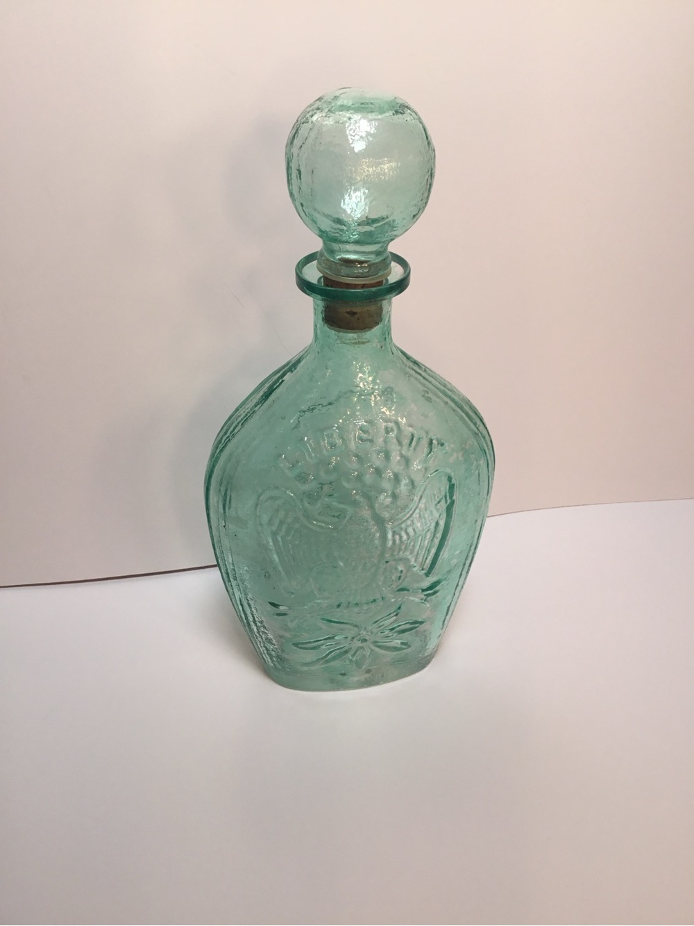 Vintage Green Glass Liberty Bottle